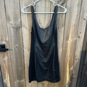 Free People Women's Size XS Black Faux Leather Mini Dress Party Cocktail